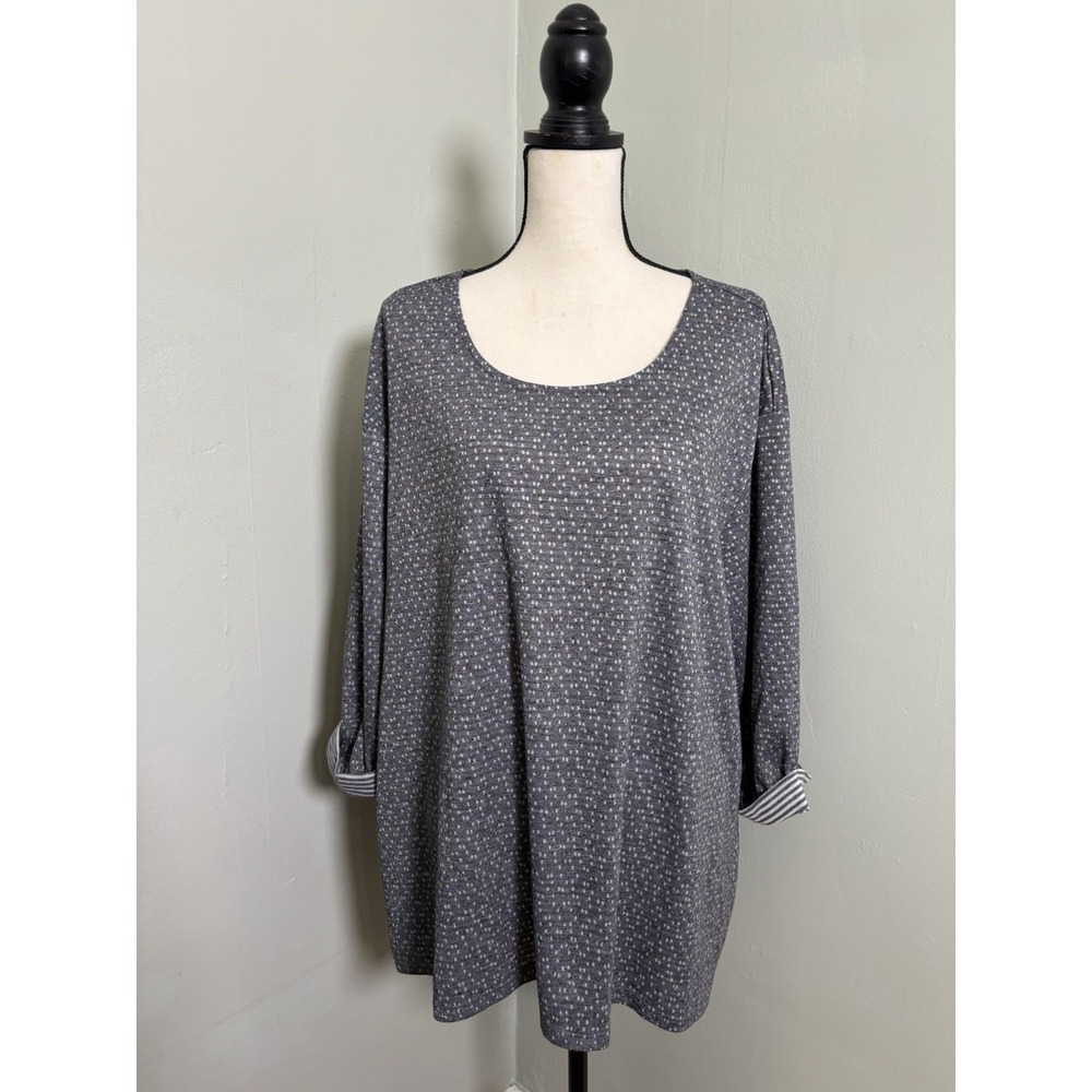 Rose + Olive Gray White Speckled Knit Tunic Top 3X Oversized Cozy Casual